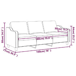 vidaXL Canapé à 3 places Jaune clair 180 cm Tissu pas cher