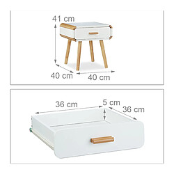 Helloshop26 Table de chevet tiroir table console blanc et bois naturel 13_0002699