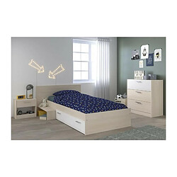 Avis Youdoit Lit enfant réversible + chevet + commode 3 tiroirs - 121 x 193 x Hauteur 67 cm.