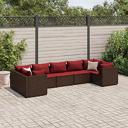 vidaXL Salon de jardin avec coussins 7 pcs marron résine tressée 