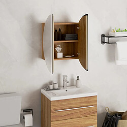 Avis vidaXL Armoire de salle de bain miroir rond et LED Chêne 40x40x17,5 cm