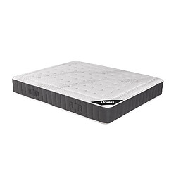 Vente-Unique Ensemble 160 x 200 cm sommier coffre blanc + matelas ressorts ensachés accueil mémoire de forme ép.27cm - ATLANTIDE de YSMÉE