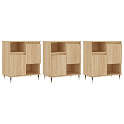 vidaXL Buffets 3 pcs Chêne sonoma Bois d'ingénierie