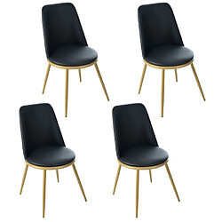 ComfortXL Lot De 4 Chaises De Salle À Manger, Assise Ronde En Similicuir, Noire