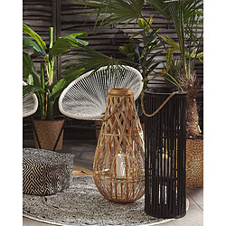 Beliani Lanterne décorative noire en bois de saule 80 cm LUZON