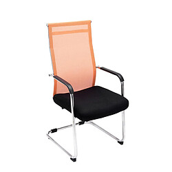 Decoshop26 Chaise pour visiteur fauteuil de bureau avec accoudoirs orange pieds chromé BUR10147