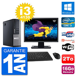 PC Dell 9020 SFF Ecran 19" Intel i3-4130 RAM 16Go Disque 2To Windows 10 Wifi