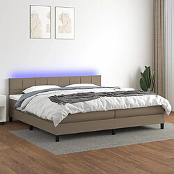 vidaXL Sommier à lattes de lit et matelas et LED Taupe 200x200cm Tissu 