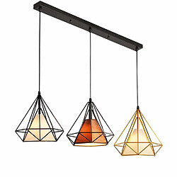 STOEX Suspension forme Diamant 25cm Lustre Industrial Abat-jour Corde Ajustable Luminaire E27 3 Couleur différents