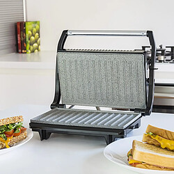 Totalcadeau Grill avec revêtement en pierre anti adhésif - machine pour Sandwish panini croque monsieur pas cher