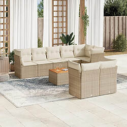 vidaXL Salon de jardin avec coussins 9 pcs beige résine tressée 