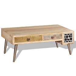 Acheter vidaXL Table basse avec tiroirs Bois de manguier massif 105x55x41 cm