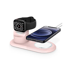 Eko Socle de Chargement pour Apple Watch et iPhone 2 en 1 MagSafe en TPU Rose 