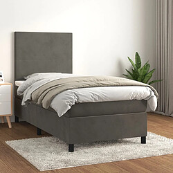 Maison Chic Lit Adulte - Lit simple Lit à sommier tapissier et matelas moelleux - Meuble de Chambre - Gris foncé 80x200 cm Velours -MN71406