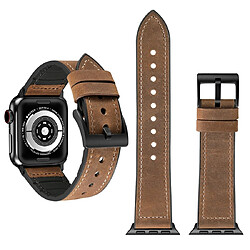 Wewoo Bracelet de montre en acier inoxydable TPU + Texture pour Crazy Horse Apple Watch séries 5 et 4 40 mm / 3 et 2 et 1 38 mm brun