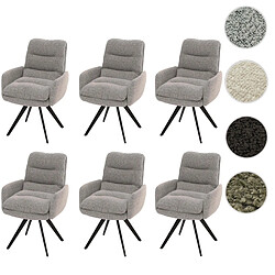 Mendler Lot de 6 chaises de salle à manger HWC-G66, chaise de cuisine, pivotante Auto-Position Tissu/Textile Bouclé MVG ~ gris clair, avec accoudoirs 