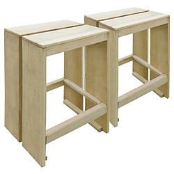 vidaXL Tabourets de bar d'extérieur lot de 2 Pin imprégné