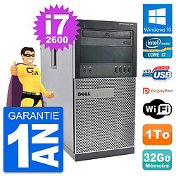 PC Tour Dell OptiPlex 990 Intel i7-2600 RAM 32Go Disque Dur 1To Windows 10 Wifi · Occasion 