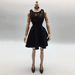 Acheter 4 en 1 Robe Dentelle Sexy Noir + Chaussures à Talons Hauts + Bande de Cou + Culotte Pour Figurines Phicen Poupée 12 ''