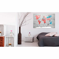 Paris Prix Tableau Imprimé World Map : Red Roam 40 x 60 cm