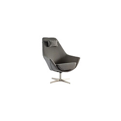 Miliboo Fauteuil design pivotant tissu gris foncé et pied métal AMADEO