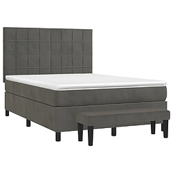 Avis Maison Chic Lit Adulte - Lit simple Lit à sommier tapissier et matelas moelleux - Meuble de Chambre - Gris foncé 140x190cm Velours -MN80694