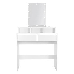 ML DESIGN MODERN LIVING Coiffeuse avec miroir et LED table de maquillage MDF avec 2 tiroirs 80x40x140 cm 