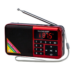 Poste Radio Enceinte Bluetooth FM 70-108mhz Digital Stéréo Batterie 1500 Mah Rouge YONIS