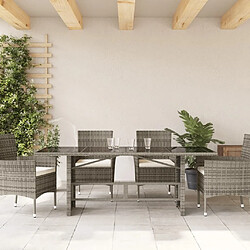 Avis Maison Chic Table de jardin | Table d'extérieur dessus en verre gris 190x80x74cm résine tressée -GKD57182