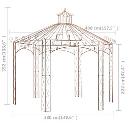 vidaXL Pavillon de jardin Marron antique 4 m Fer pas cher