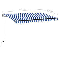 vidaXL Auvent manuel rétractable 450x350 cm Bleu et blanc pas cher