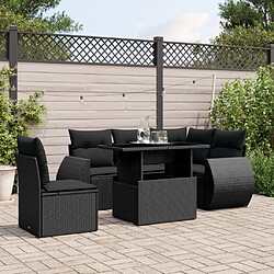 vidaXL Salon de jardin 6 pcs avec coussins noir résine tressée 