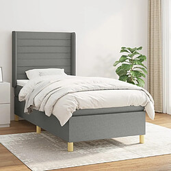 Maison Chic Lit Adulte - Lit simple Lit à sommier tapissier et matelas moelleux - Meuble de Chambre - Gris foncé 90x190 cm Tissu -MN13897