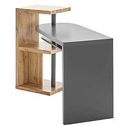 Pegane Bureau d'ordinateur pivotant coloris gris et chêne - Longueur 145 x Hauteur 94 x Profondeur 50 cm pas cher