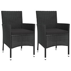 Avis Maison Chic Ensemble de bistro 3 pcs coussins,Table + chaises + coussins de jardin noir poly rotin -GKD114201