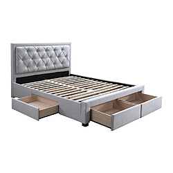 Acheter Vente-Unique Lit avec tiroirs 180 x 200 cm - Tissu - Gris clair + Matelas - LEOPOLD