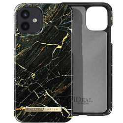 iDeal of Sweden Coque pour iPhone 12 Mini Marbré Luxe Ultra fine Port Laurent Marble Noir / Or 