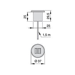 Avis Emuca Connecteur rond, à encastrer au meuble, 2 ports USB, D. 37 mm, Plastique,