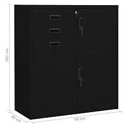 vidaXL Armoire de bureau Noir 90x40x102 cm Acier pas cher