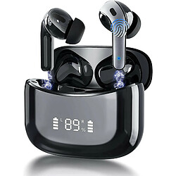 Chrono Casque Bluetooth dans l'oreille, Casque Bluetooth 5.0 avec microphone, 35 heures de temps de jeu, IPX7 étanche, Casque stéréo HiFi sans fil pour le travail, l'étude, l'entraînement, le jogging(noir) 