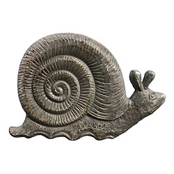 L'Héritier Du Temps Pas Japonais Motif Escargot Décoration de Jardin en Fonte Patinée Grise 2x21x32cm