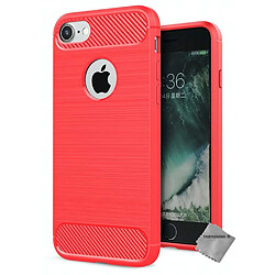 Htdmobiles Coque silicone gel carbone pour Apple iPhone SE (2020) + verre trempe - ROUGE