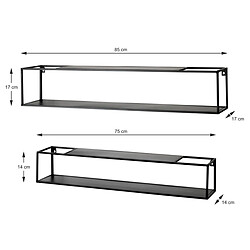 Pegane Lot de 2 étagères murales en tube d'acier laqué noir pas cher