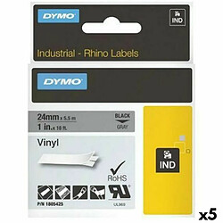 Ruban Laminé pour Etiqueteuses Rhino Dymo ID1-12 12 x 5,5 mm Noir Blanc Autocollants (5 Unités) 