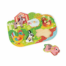 Puzzle en bois premier âge Happy farm - Janod pas cher