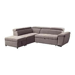 Vente-Unique Canapé d'angle gauche convertible en tissu texturé taupe VALDERAS pas cher