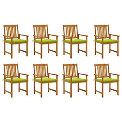 Maison Chic Lot de 8 Chaises de jardin,Fauteuil d'extérieur avec coussins Bois d'acacia solide -MN35121