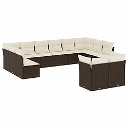 Maison Chic Salon de jardin avec coussins 12 pcs, Ensemble Tables et chaises de jardin, marron résine tressée -GKD105820