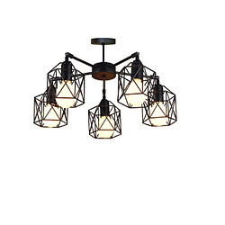 Stoex Vintage Plafonnier Industrielle Lampe Pendentif Rétro 5 E27 Tête Cage Métal Fer pour Salon Salle À Manger Bar 