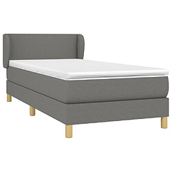 Avis Maison Chic Lit Adulte - Lit simple Lit à sommier tapissier et matelas moelleux - Meuble de Chambre - Gris foncé 90x190 cm Tissu -MN18444